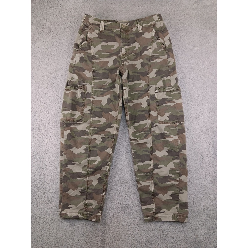 American Eagle Pants Women 4 (30x27) Green Camo Barrel Cargo Stretch